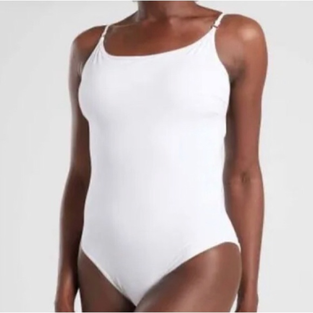 Athleta new with tags womens white textured One Piece Swimsuit GORGEOUS SM
